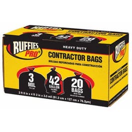 Contractor Bags, Black, 42-Gal., 20-Pk.