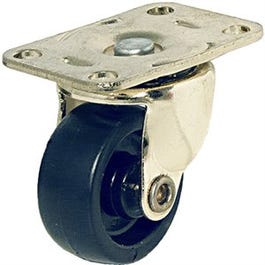 Wheel Caster, Black With Brass Finish Plate, 1-1/4-In., 2-Pk.