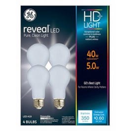 Reveal HD LED Light Bulbs, Frosted White, 5-Watts, 350 Lumens, 4-Pk.