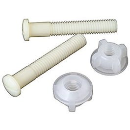 Plastic Toilet Seat Hinge Bolt, White, 2.5-In.