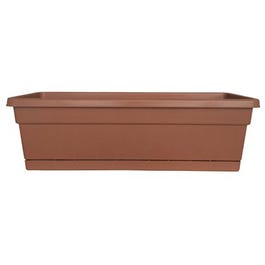 Window Box Planter With Tray, Light Terra Cotta Plastic, 24-In.