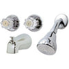 Tub & Shower Faucet + Showerhead, 2 Acrylic Handles, Chrome