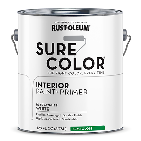 Rust-Oleum Sure Color Semi-Gloss Interior Wall Paint 1 Gallon White (1 Gallon, White)