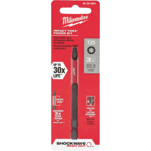 Milwaukee Shockwave T25 TORX 3-1/2 In. Power Impact Screwdriver Bit