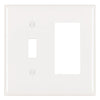 Pass & Seymour Trademaster Plate 2-Gang 1toggle 1 Decorator White (2 Gang, White)