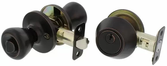 Ultra Hardware Oil Rubbed Bronze Keyed Entry Knob & Single Deadbolt Combo (Oil Rubbed Bronze Finish)