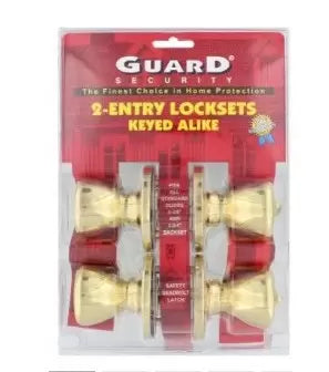 Guard Security Classic Tulip Style Double Entry 2 Pack with Matching Keys Polished Brass (Polished Brass)