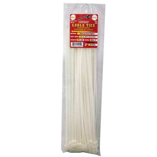 Tool City 14.5 in. L White Cable Tie 100 Pack (14.5, White)