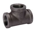 B & K Industries Black 2-Way Reducing Tee 150# Malleable Iron Threaded Fittings 1 1/4 x 1/2