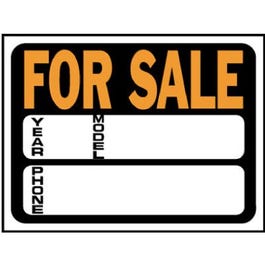 Auto For Sale Sign, Hy-Glo Orange/ Black Plastic, 9 x 12-In.