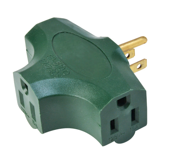 Woods® 3-Outlet Green Power Adapter (Green)