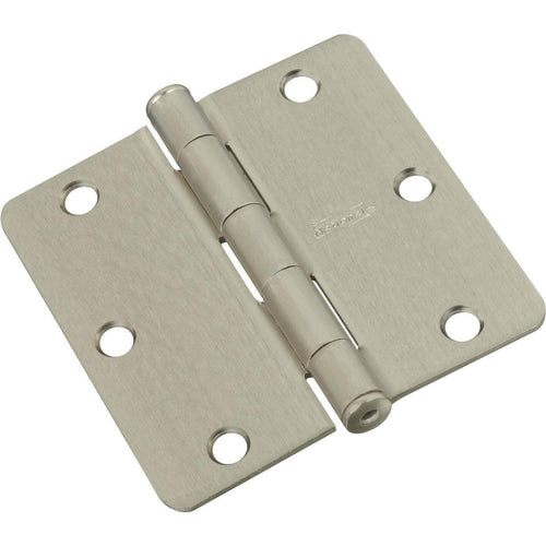 National 3-1/2 In. X 1/4 In. Radius Satin Nickel Door Hinge (3-Pack)