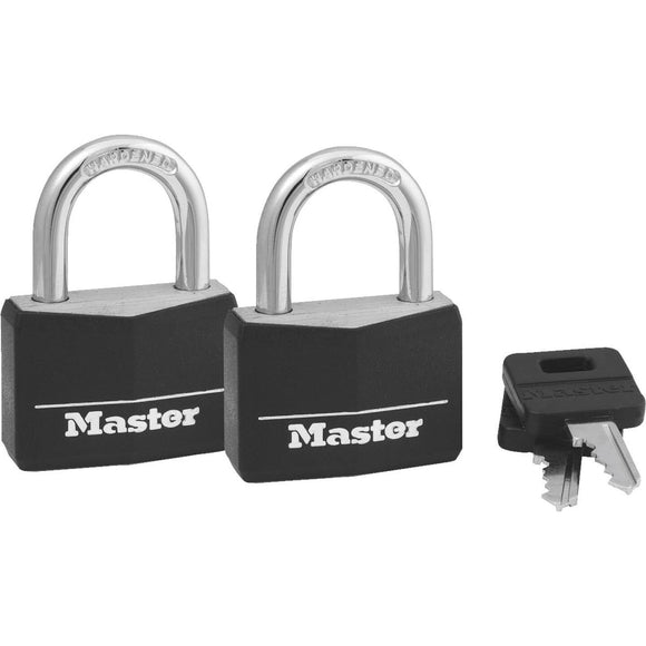 Master Lock 1-9/16 In. Black Covered Keyed Alike Padlock (2-Count)