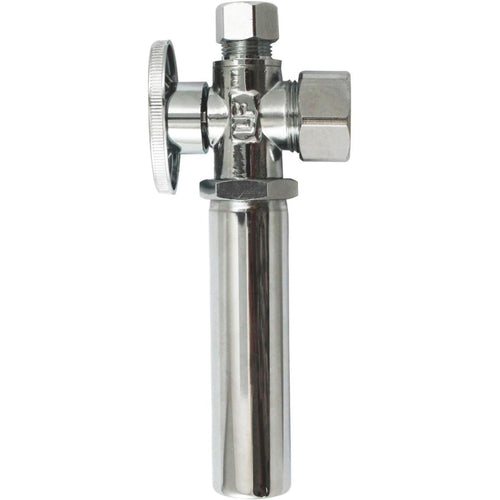 Keeney 5/8 OD x 3/8 OD Chrome-Plated Brass Quarter Turn Angle Valve with Water Hammer Arrestor