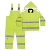 Custom Leathercraft 3 Piece Hi-Viz® Ansi Class 3 Polyester Rain Suit XL (Extra-Large, Yellow)