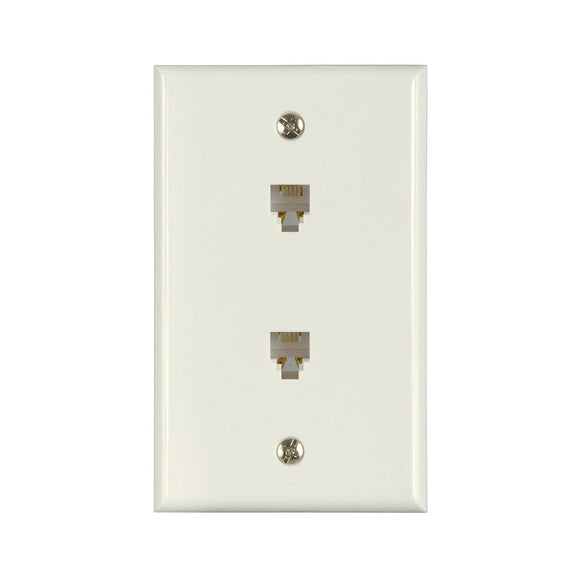 Zenith Flush Mount Dual Telephone Wallplate TW1002DW