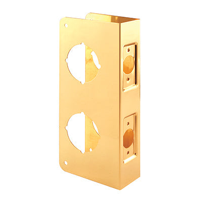 Prime-Line U 9546 - 1-3/4 in. x 9 in. Thick Solid Brass Lock and Door Reinforcer, 2-1/8 in. Double Bore, 2-3/8 in. Backset (1-3/4