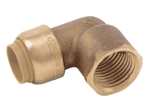 Sharkbite Brass Push Female Adapter Elbow 1/2 in. x 1/2 in. FNPT (1/2 in. x 1/2 in. FNPT)